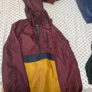 Maroon and Yellow Rain jacket